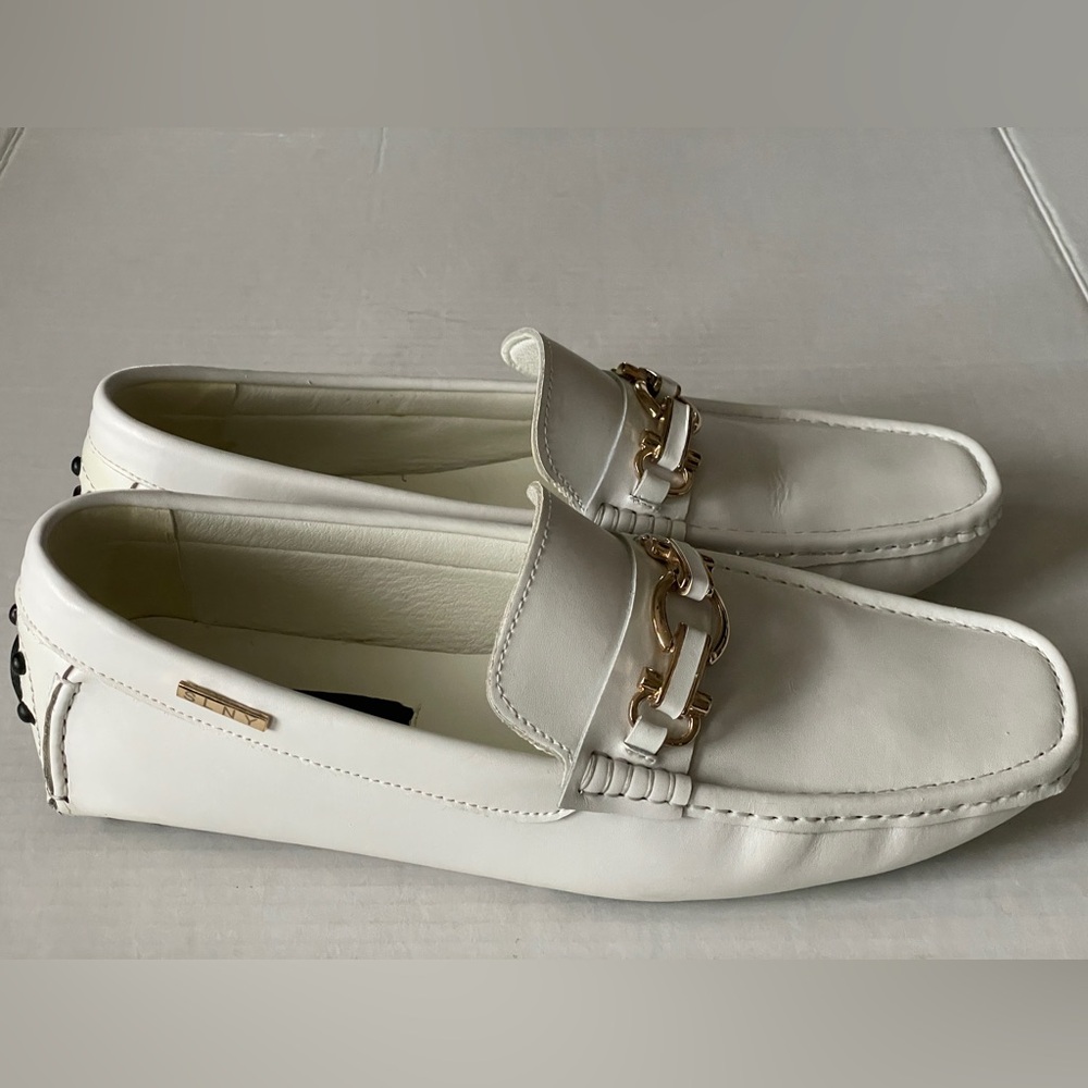 Steven Land White Loafers SLNY Leather Slip On Shoes #305-007 Men's Size 11